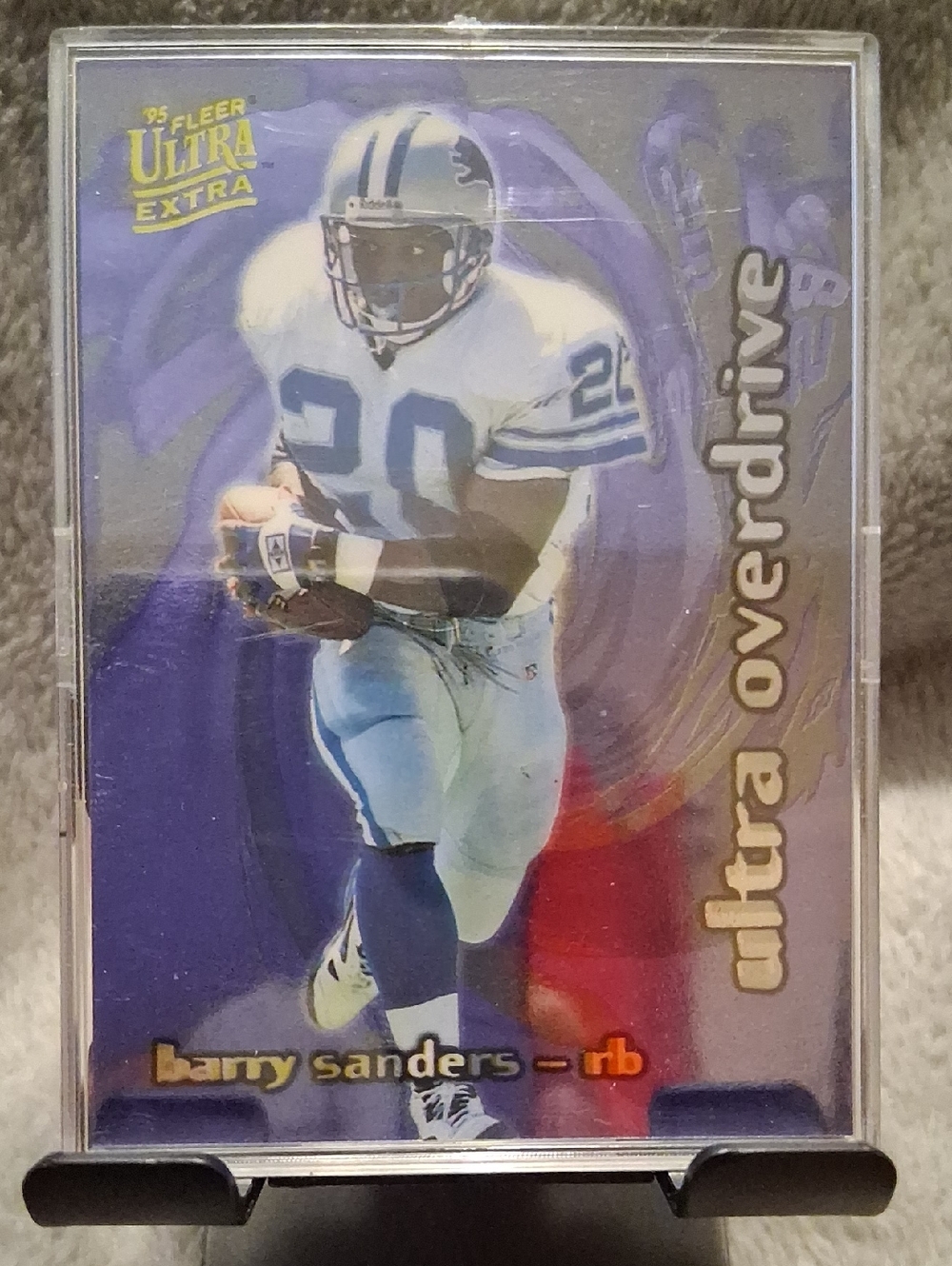 '95 Fleer Ultra Extra Barry Sanders Ultra Overdrive Football Card - Purple/Gold